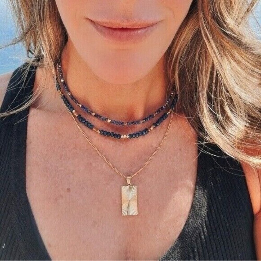 Sunburst Pendant necklace WATERPROOF Gold Chain Necklace Layering Necklace Gift